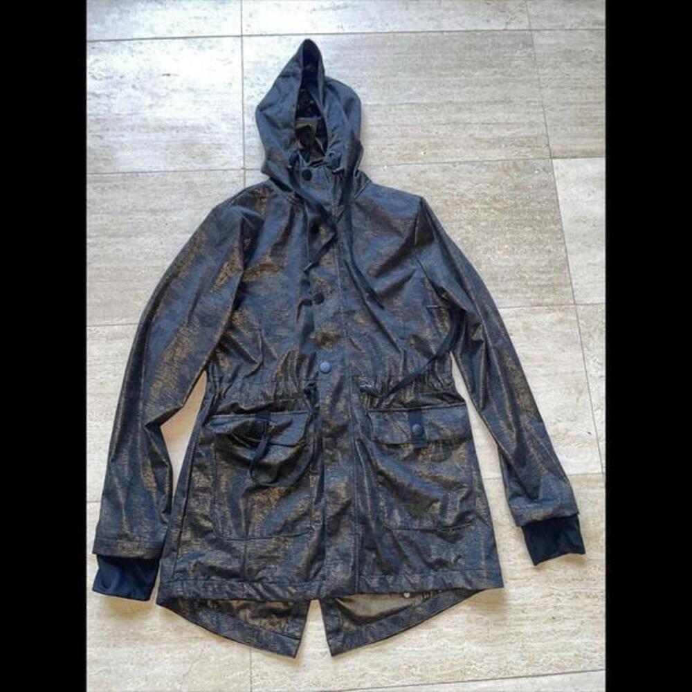 All in Motion Green Black Gold Camo Print Water Resistant Jacket Sz M